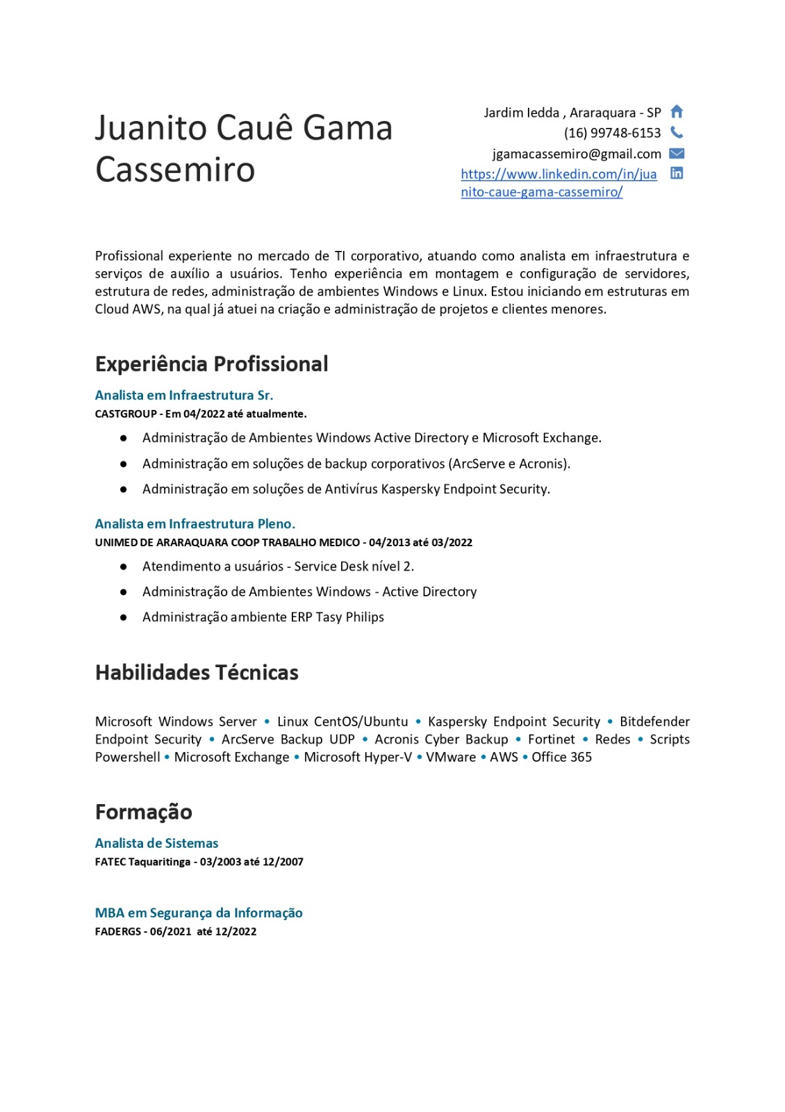 imagem de currículo de Juanito Cauê Gama Cassemiro